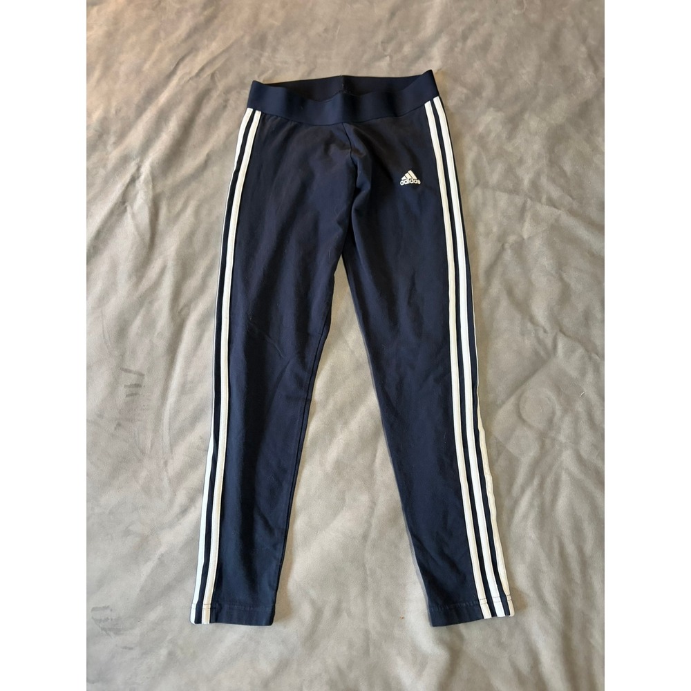 Adidas Essentials 3-Stripes Leggings Navy Blue White Athletic Tights Womens M